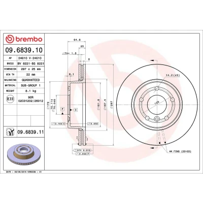 Bilde av BREMBO COATED DISC LINE 09.6839.11 Bremseskiver 297 25 5 innvendig ventilert belagt LAND ROVER: Range Rover 2