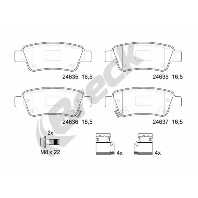 Bilde av BRECK 24635 00 704 Bremseklosser med akustisk slitasjevarsel antihyle blikk tilbehør HONDA: CR V 3, 4