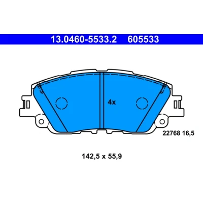 Bilde av ATE 13.0460 5533.2 Bremseklosser ikke klargjort for slitasjeindikator, ekskl. slitasjevarselkontakt TOYOTA: RAV4 V, Camry VIII Sedan