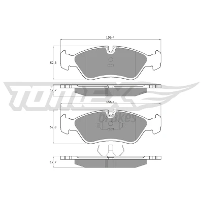 Bilde av TOMEX brakes TX 10 68 Bremseklosser framaksel klargjort for slitasjeindikator OPEL: Vectra A Sedan, Omega Astra F Sedan