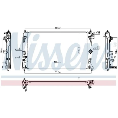 Bilde av NISSENS 606858 Radiator Aluminium 625 376 16 Kjøleribber loddet