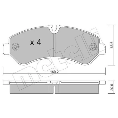 Bilde av METELLI 22 1276 0 Bremseklosser klargjort for slitasjeindikator MERCEDES BENZ: Sprinter 5 t Van, Flatvogn lastebil / Chassis