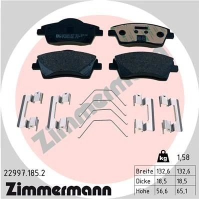 Bilde av ZIMMERMANN 22997.185.2 Bremseklosser med skruer Bildet viser leveranseinnholdet, fjær VOLVO: XC40