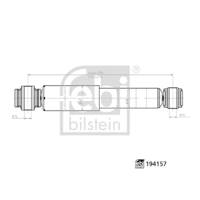 Bilde av FEBI BILSTEIN 194157 Støtdemper venstre bakaksel, høyre bakaksel gasstrykk 394mm 274mm enkeltrør teleskopstøtdemper øvre øye, nedre øye