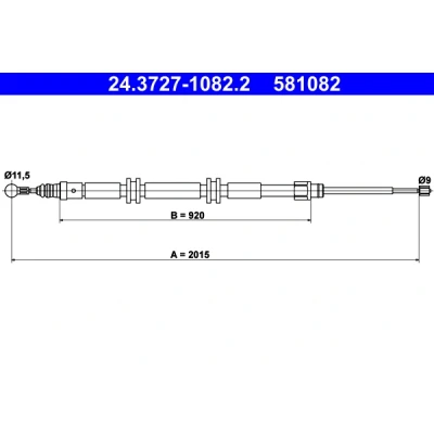 Bilde av ATE 24.3727 1082.2 Bremsekabel 2015 RENAULT: Kangoo II Express