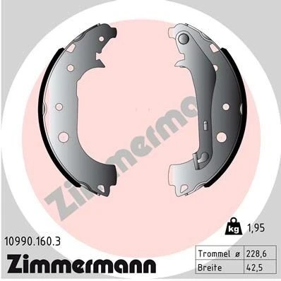 Bilde av ZIMMERMANN 10990.160.3 Bremsesko 228 42 med vippearm, Bildet viser leveranseinnholdet FORD: Ecosport Mk2