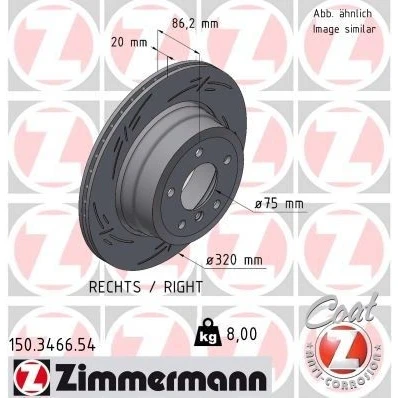 Bilde av ZIMMERMANN 150.3466.54 Bremseskiver 320 20 6/5 5 120 utvendig ventilert, med sliss belagt høy karbon BMW: Touring, Sedan