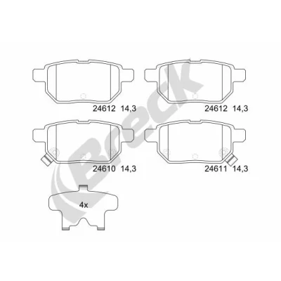 Bilde av BRECK 24610 00 704 10 Bremseklosser med akustisk slitasjevarsel TOYOTA: Auris Hatchback, Urban Cruiser, Yaris II Hatchback