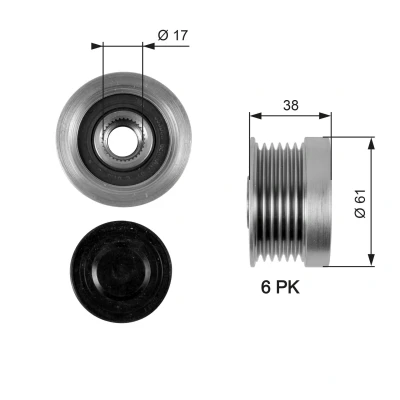 Bilde av GATES OAP7036 Frihjul Dynamo 38 FleetRunner Micro V Stretch Fit VOLVO: XC70 I Cross Country, XC90