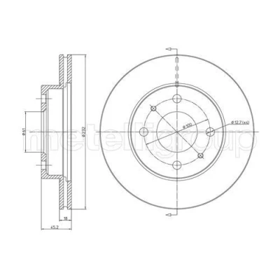 Bilde av METELLI 23 0457 Bremseskiver 232,0 18,0 4 61,0 ventilert