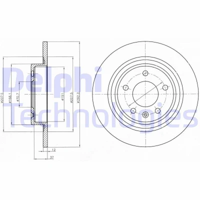 Bilde av DELPHI BG4279 Bremseskiver 292 12 5 fullt ut oljet ubehandlet uten hjullager, ABS sensorring OPEL: Astra J Sports Tourer, Hatchback