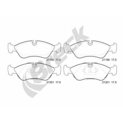 Bilde av BRECK 21190 00 701 Bremseklosser klargjort for slitasjeindikator OPEL: Vectra A Sedan, Omega Calibra A, DAEWOO: Lanos Sedan