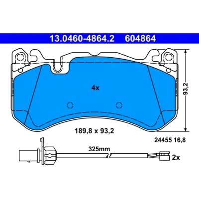 Bilde av ATE 13.0460 4864.2 Bremseklosser klargjort for slitasjeindikator, inkl. slitasjevarselkontakt AUDI: A6 C6 Avant, Sedan