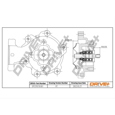 Bilde av Dr!ve+ DP2310.10.061 Vannpumpe med tetning uten deksel mekanisk for vifteremdrift FORD: MONDEO 3