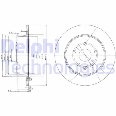 Bilde av DELPHI BG3907 Bremseskiver 307 12 5 fullt ut oljet ubehandlet uten hjullager, ABS sensorring LEXUS: GS II, IS I Sedan