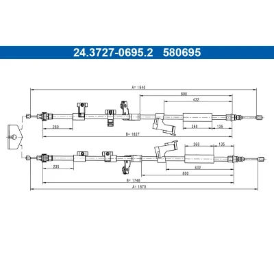 Bilde av ATE 24.3727 0695.2 Bremsekabel 1940, 1870 FORD: FOCUS 3 Turnier,