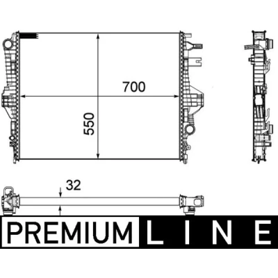 Bilde av MAHLE ORIGINAL CR 1184 000P Radiator 700 550 32 Kjøleribber loddet
