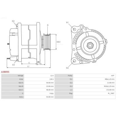 Bilde av AS PL A3805S Dynamo 12V 130A