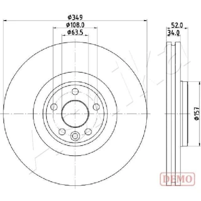 Bilde av ASHIKA 60 0L L17C Bremseskiver framaksel 349 34, 51,7 108 innvendig ventilert spraylakkert LAND ROVER: Range Rover Evoque