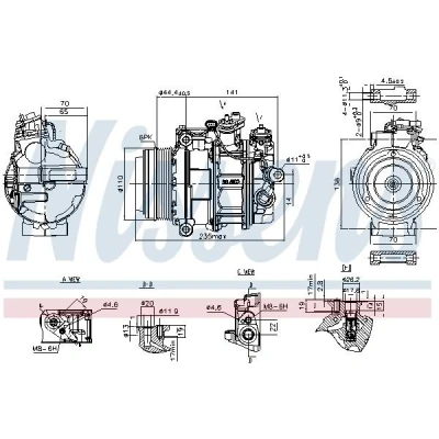 Bilde av NISSENS 890749 Kompressor 7SAS17C 12 PAG 46 YF R 134a MERCEDES BENZ: C Klasse T modell, GLC SUV, Vito Van