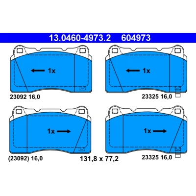 Bilde av ATE 13.0460 4973.2 Bremseklosser med akustisk slitasjevarsel SUBARU: Impreza III Hatchback, Sedan, II Sedan