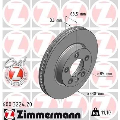 Bilde av Bremseskive, Framaksel venstre, porsche cayenne, vw touareg, 7L6 615 301 D, J, N, P, 955 351 401 40,