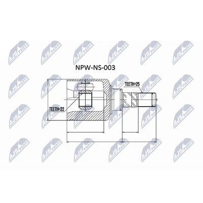 Bilde av NTY NPW NS 003 Drivknute hjulside, framaksel venstre, girkassesiden NISSAN: Primera Hatchback