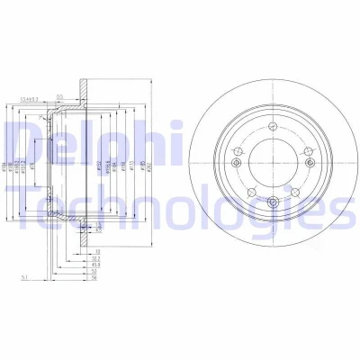 Bilde av DELPHI BG4082C Bremseskiver 262 10 5 fullt ut belagt ubehandlet uten hjullager, ABS sensorring KIA: Sportage III, cee‘d I Stasjonsvogn