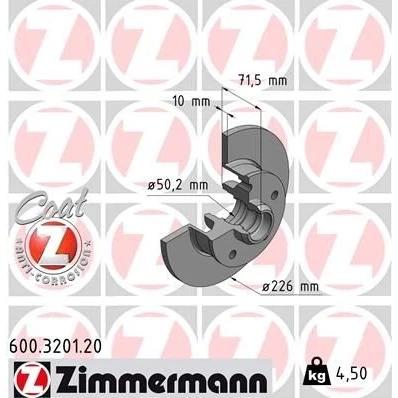 Bilde av ZIMMERMANN COAT Z 600.3201.20 Bremseskiver 226 10 5/5 5 100 fullt ut belagt uten hjullager, ABS sensorring VOLKSWAGEN: GOLF 3