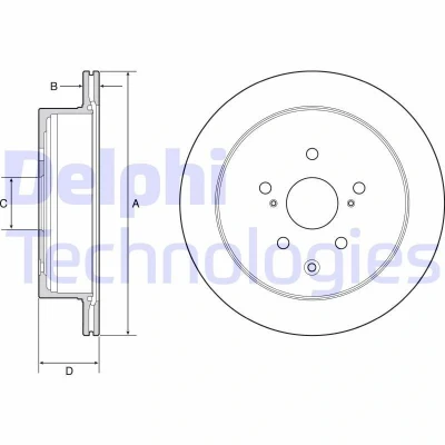 Bilde av DELPHI BG4929C Bremseskiver 309 18 5 ventilert belagt ubehandlet uten hjullager, ABS sensorring LEXUS: RX III