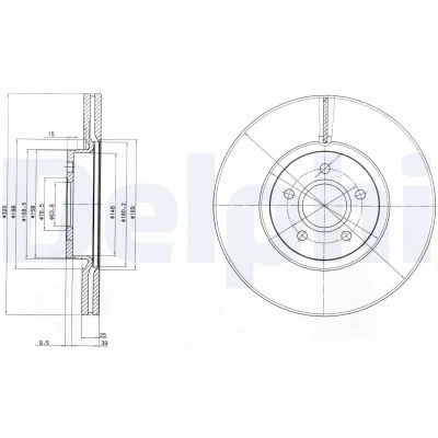 Bilde av DELPHI BG4056C Bremseskiver 320 25 5 ventilert belagt høy karbon uten hjullager, ABS sensorring FORD: FOCUS 3, Transit Connect V408 Van