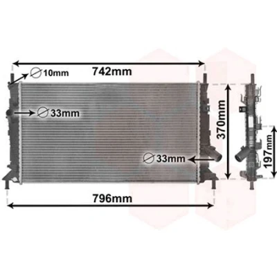 Bilde av VAN WEZEL 18002370 Radiator Aluminium 672 380 26 Kjøleribber loddet VOLVO: S40 II, C30, FORD: Focus 2