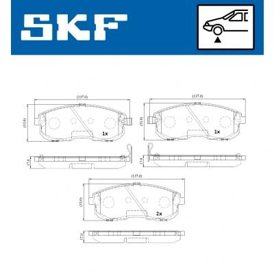 Bilde av SKF VKBP 80175 A Bremseklosser med akustisk slitasjevarsel NISSAN: Juke, 200SX, Maxima V QX Sedan