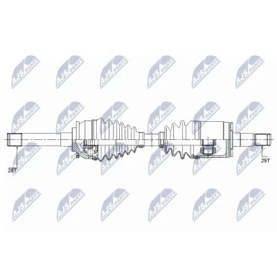 Bilde av NTY NPW MS 057 Drivaksel framaksel venstre 611, 90 MITSUBISHI: L200 III Pick up
