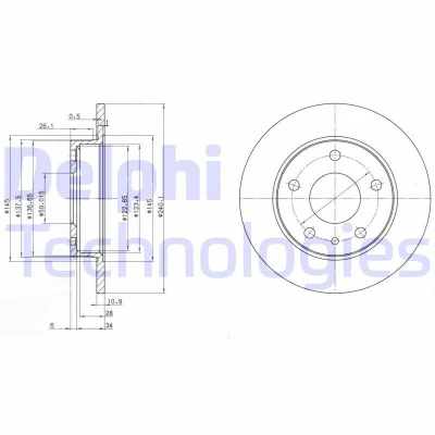 Bilde av DELPHI BG2914 Bremseskiver 240 11 5 fullt ut oljet ubehandlet uten hjullager, ABS sensorring ALFA ROMEO: Spider
