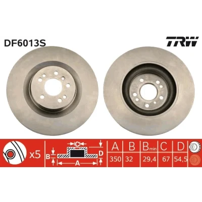 Bilde av TRW DF6013S Bremseskiver 350 32 5 112 ventilert MERCEDES BENZ: ML Klasse, GL, R Klasse