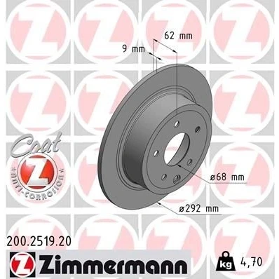 Bilde av ZIMMERMANN COAT Z 200.2519.20 Bremseskiver 292 9 6/5 5 114 fullt ut belagt NISSAN: Qashqai / Qashqai+2 I, Juke, Pulsar Hatchback