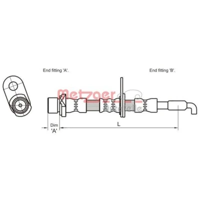 Bilde av METZGER 4110029 Bremseslange 588 F10x1 TOYOTA: Avensis II Station Wagon, Corolla IX Hatchback, Verso