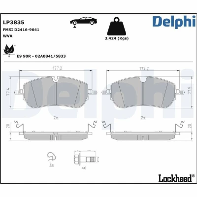 Bilde av Bremseklosser sett DELPHI LP3835