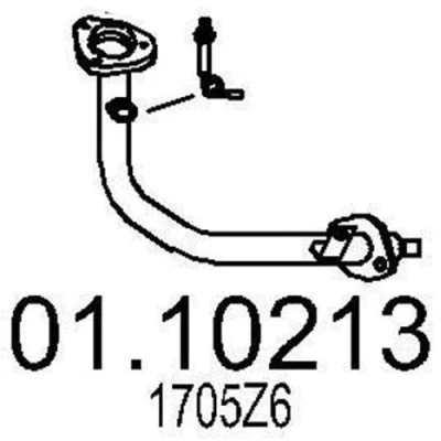 Bilde av MTS 01.10213 Eksosrør 500 foran for midtre eksospotte PEUGEOT: 206 Hatchback