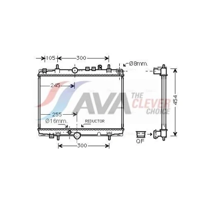 Bilde av AVA COOLING SYSTEMS PE2235 Radiator Aluminium 580mm 538, 545mm 32, 26mm uten ekspansjonstank Kjøleribber loddet