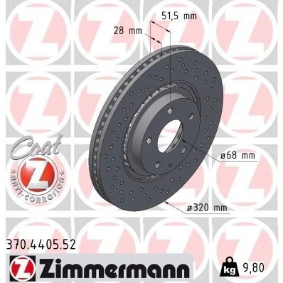 Bilde av ZIMMERMANN 370.4405.52 Bremseskiver 320 28 6/5 5 114 utvendig ventilert, hullet belagt høy karbon MAZDA: 6 Stasjonsvogn, Sedan, CX II