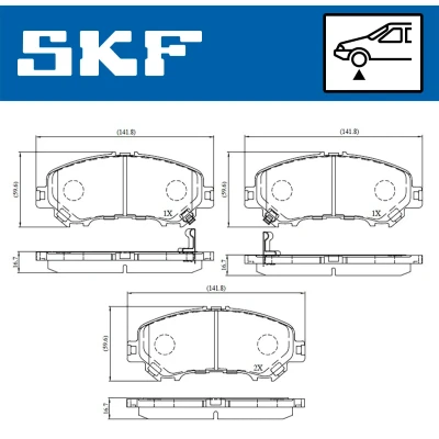 Bilde av SKF VKBP 80557 A Bremseklosser med akustisk slitasjevarsel NISSAN: Qashqai 2