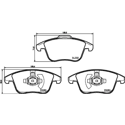 Bilde av HELLA 8DB 355 037 781 Bremseklosser ikke klargjort for slitasjeindikator FORD: Mondeo 5 Kombi,