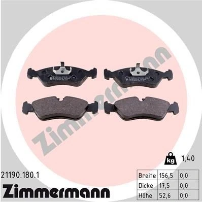 Bilde av ZIMMERMANN 21190.180.1 Bremseklosser klargjort for slitasjeindikator Bildet viser leveranseinnholdet OPEL: Vectra A Sedan, Omega Calibra