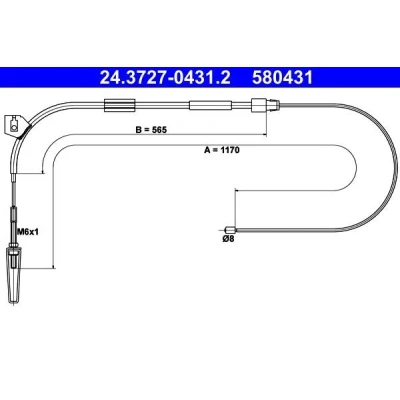 Bilde av ATE 24.3727 0431.2 Bremsekabel 1170