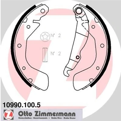 Bilde av ZIMMERMANN 10990.100.5 Bremsesko 200 45 Bildet viser leveranseinnholdet, med vippearm OPEL: Combo C Varebil / Stasjonsvogn, Corsa Hatchback