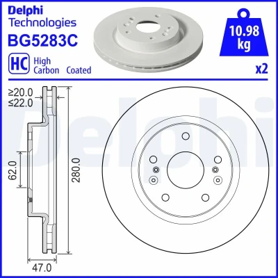 Bilde av Bremseskive DELPHI BG5283C