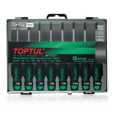 Bilde av TOPTUL GAAW0801 Skrutrekkersett 8 T6, T7, T8, T9, T10, T15, T20 plastboks