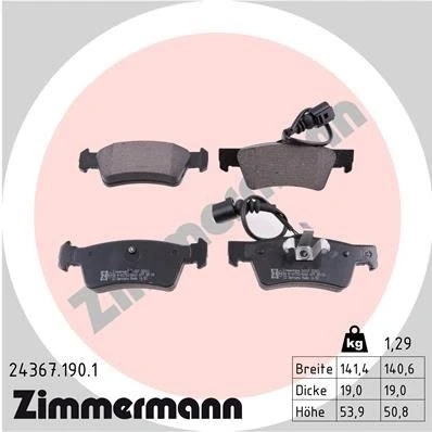 Bilde av ZIMMERMANN 24367.190.1 Bremseklosser inkl. slitasjevarselkontakt Bildet viser leveranseinnholdet VOLKSWAGEN: Touareg I